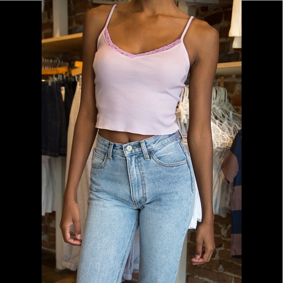 Brandy Melville Tops - Brandy Melville light pink Nicolette lace tank top